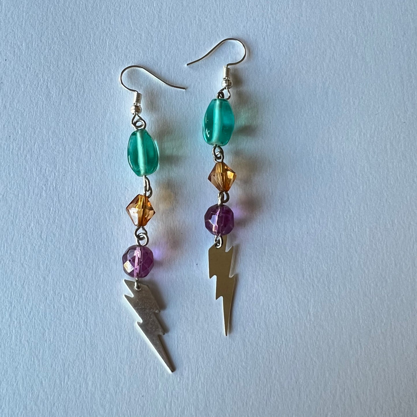 Vintage Rainbow Bolt Dangle Earrings