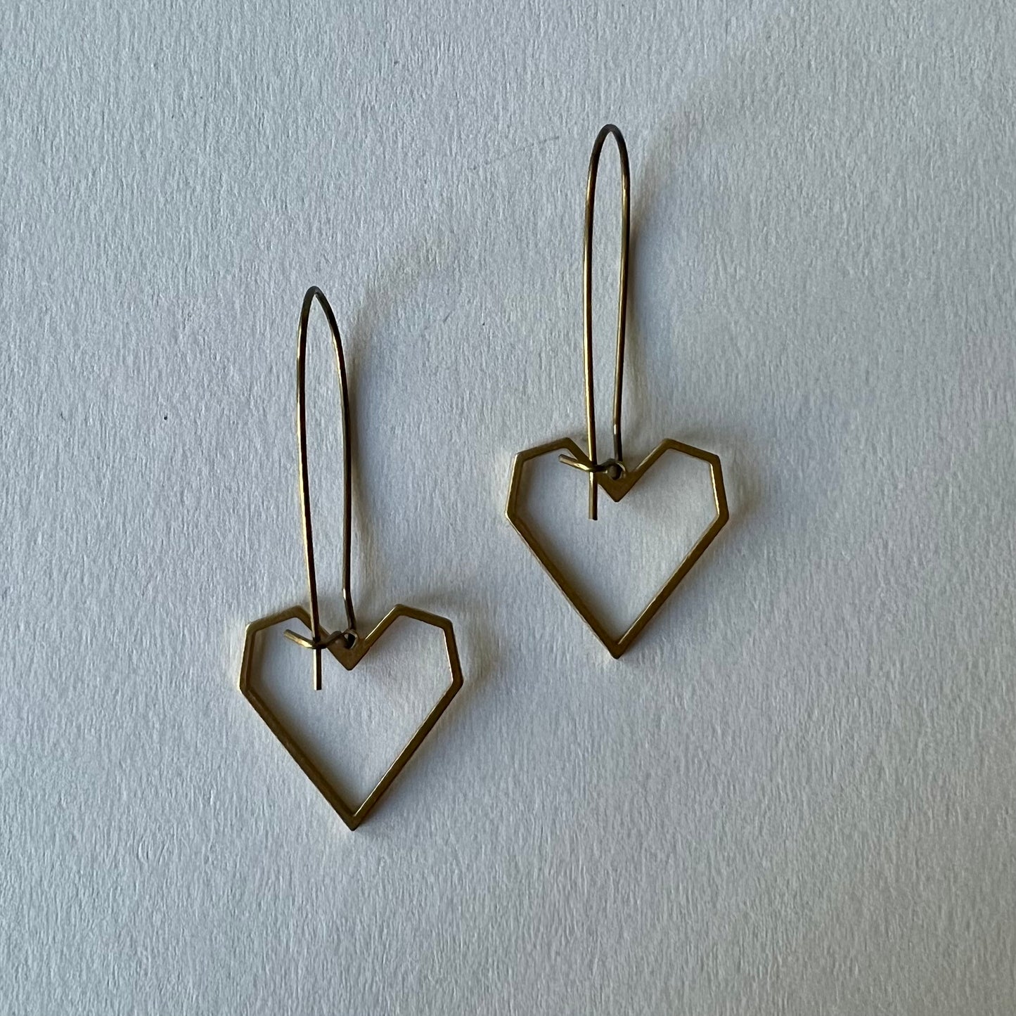 Vintage Geo Heart Dangle Earrings