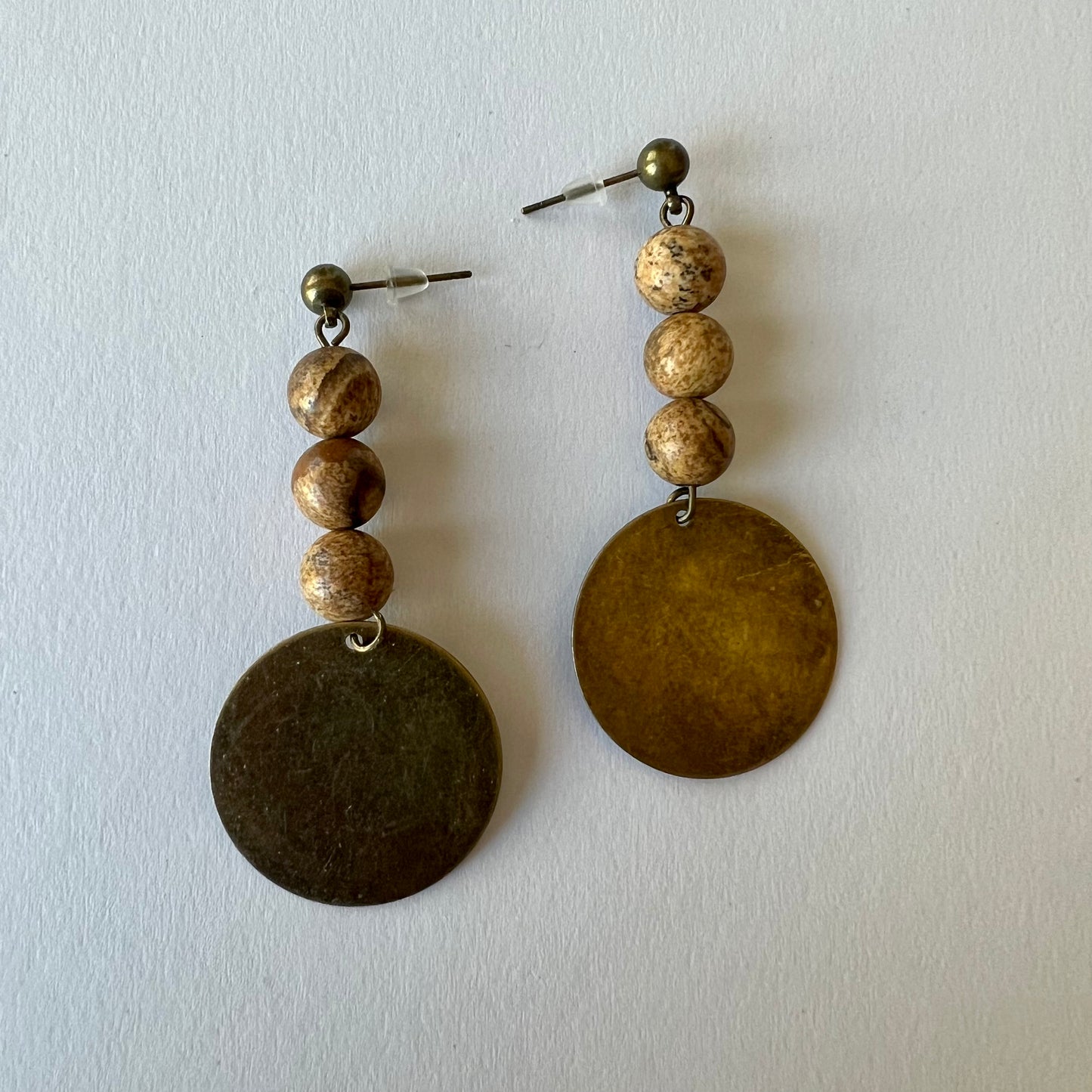 Upcycled Jasper Brass Earrings