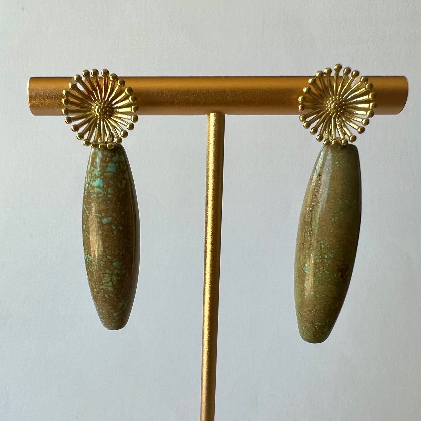 Vintage Turquoise Burst Dangle Earrings