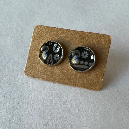 Bandana Republic Black Paisley Earrings