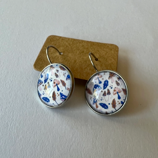 Magical Mushrooms by Harp and Crow - Large French Lever Earrings