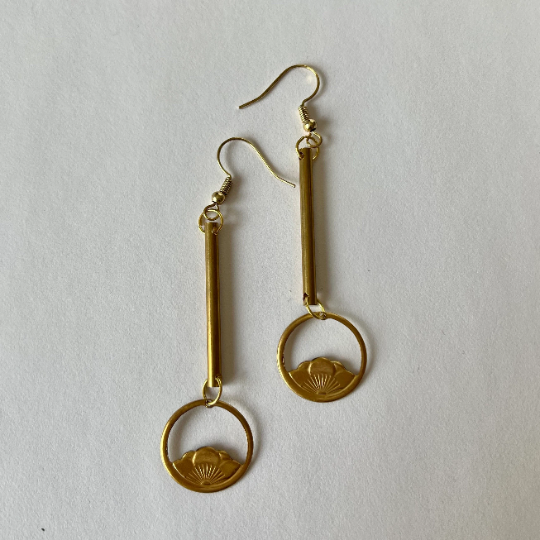 Vintage Lotus Bar Earrings