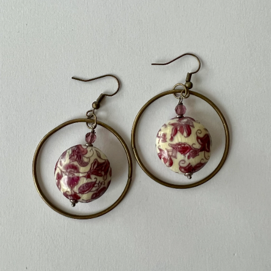 Vintage Tapestry Hoop Earrings
