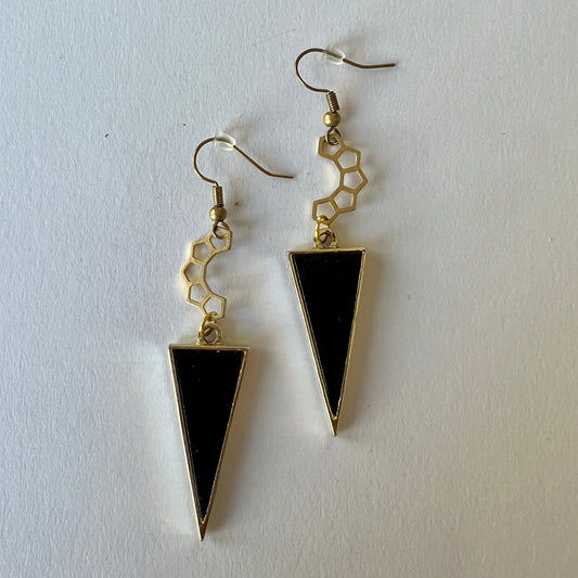 Upcycled Comb Black Dagger Earrings