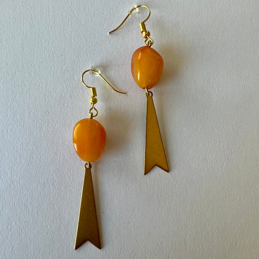 Upcycled Orange Chevron Earrings