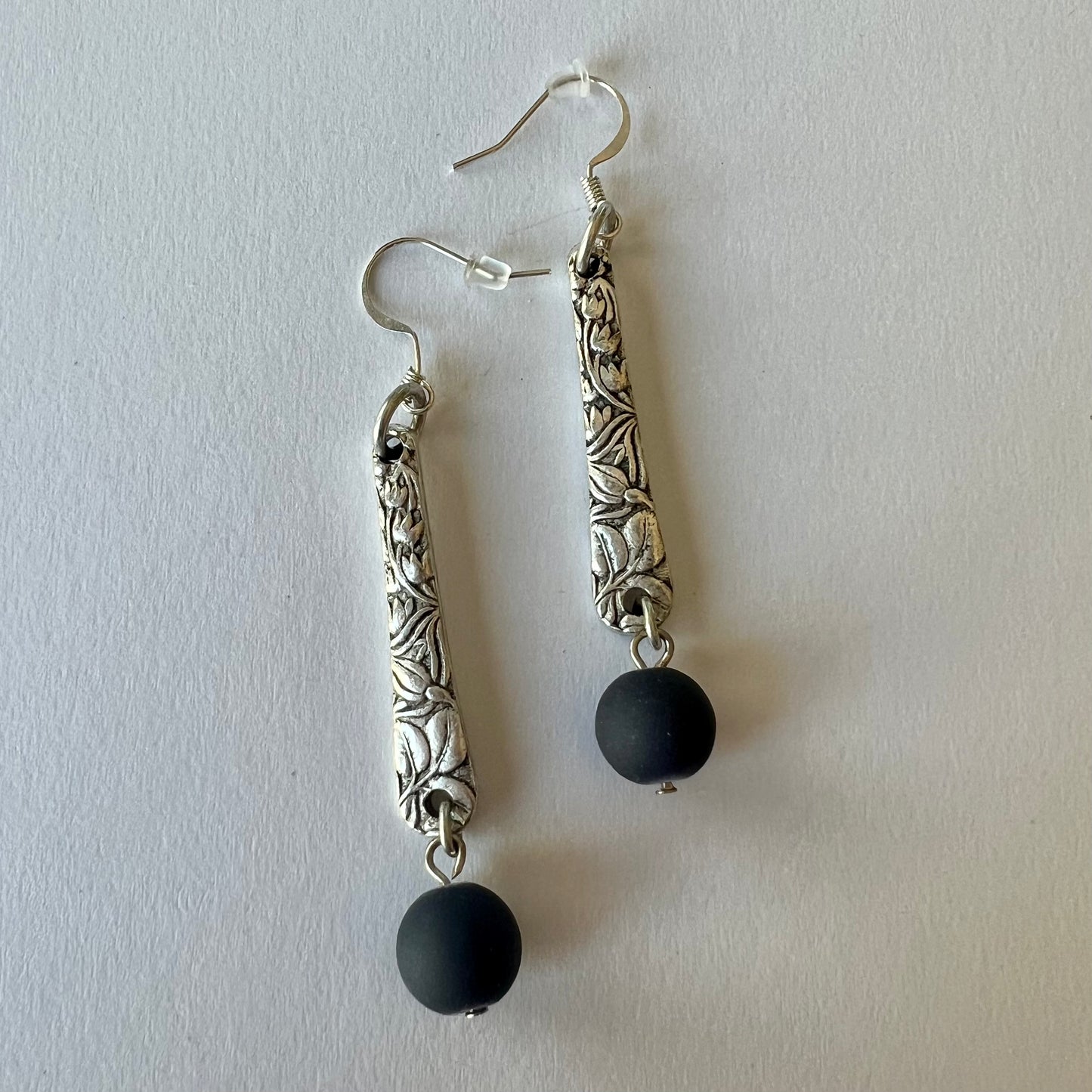 Upcycled Navy Flora Earrings