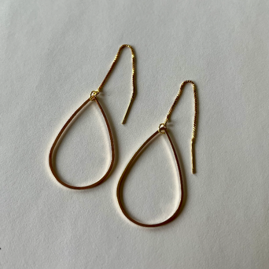 Brass Drop Threader Earrings
