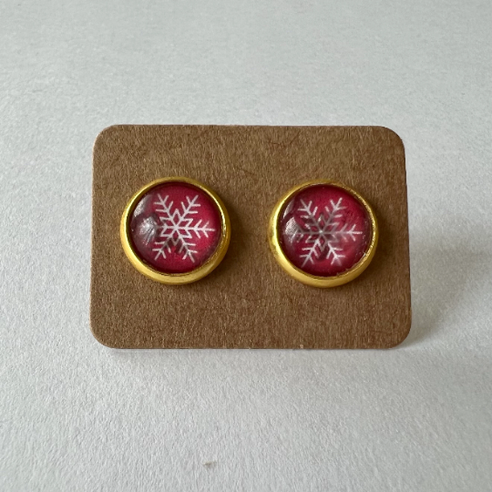 Crimson Snowflake Earrings