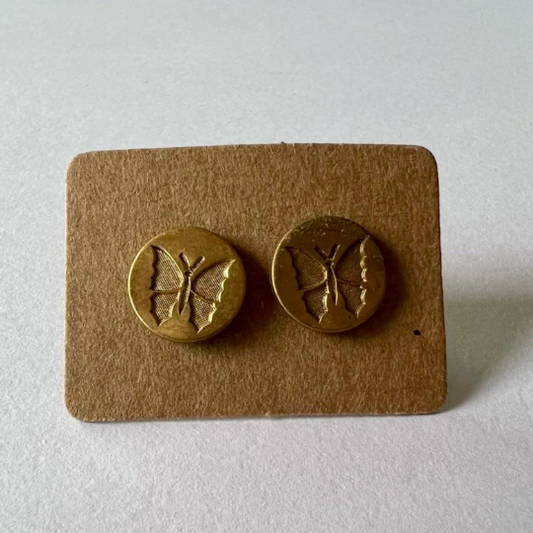 Micro Butterfly Stamp Stud Earrings