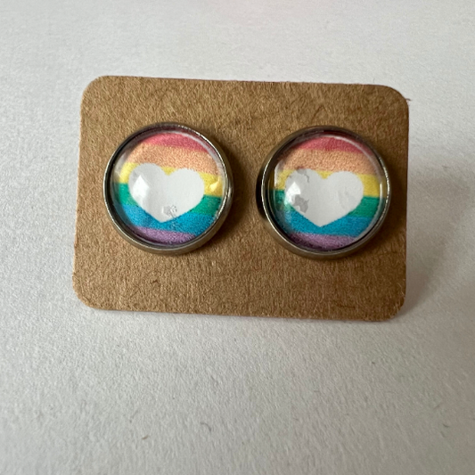 Pastel Rainbow Pride with Heart Earrings