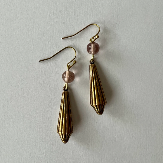 Purple Pin Brass Earrings