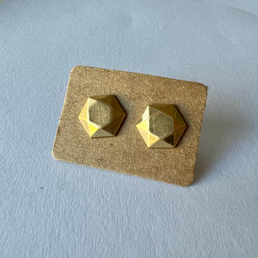 Diamond Cut Brass Stud Earrings